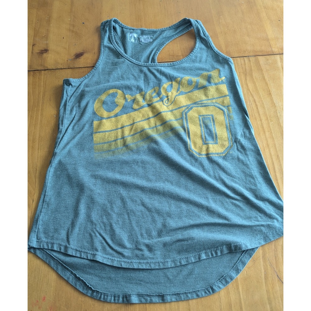 University of Oregon Ducks Tank Top Green and Yellow Racerback Womens Size S
